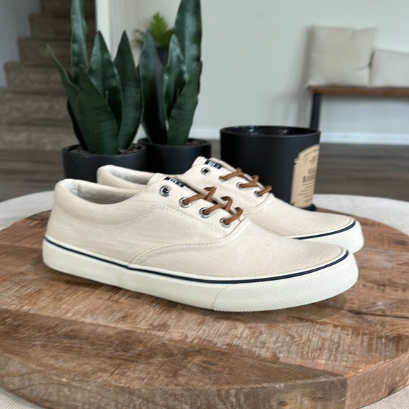 Sperry Other - Sperry Ivory Linen Boat Shoe Men’s 9